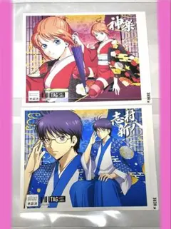 劇場版　銀魂　吉原大炎上　ラベル缶　神楽　志村新八 ステッカー