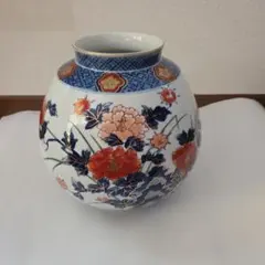 有田焼 花瓶 哲山作 花瓶金彩 陶器 染付 色絵 菊紋 華道 伝統工芸 壺
