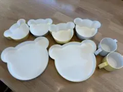 tak.ベビー 子供 食器 4点セット×2(イエローとグレー)