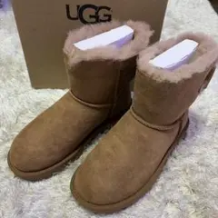（新品未使用）UGG ブラウン ムートンブーツ リボン付き