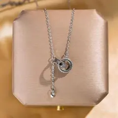 ★値下げ中★ネックレス ダブルリング シルバー クロスチェーン シンプル 上品