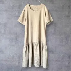 美品⭐️マーガレットハウエル リネン100% ワンピース I 切替ギャザー 