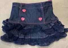 【メゾピアノ】フリル付きデニムスカート 130cm