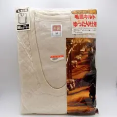 アズ 長袖U首シャツ 毛混キルト素材 Mサイズ ベージュ あったか三重層のサムネイル