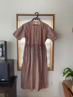 merry jenny 半袖 フリルフリルロングワンピース ピンク