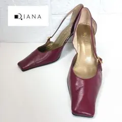 DIANA ダイアナ スクエアトゥ パンプス ワインレッド 24.0cm 上品