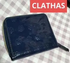 CLATHAS クレイサス 二つ折り財布 エナメル ネイビー コインケース