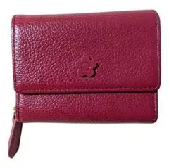 ま*む様 MARY QUANT 三つ折り財布 ボルドー レザー デイジー ロゴ