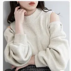 肩開きデザインボレロニット