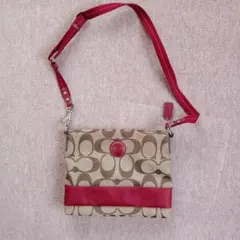 Coach ショルダーバッグ ベージュ/赤