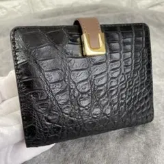 ナイルクロコダイル、２つ折り財布、本革、ブラック.ブラウン　型押し