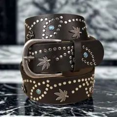 セール! ウエスタン ベルト スタッズ ターコイズ ブラック y2k アメカジ