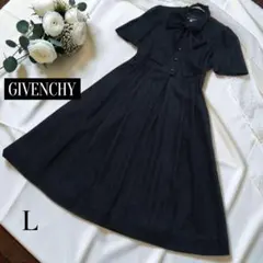 GIVENCHY★東京ソワール★ワンピース★ロング★ボウタイ★ロゴ★総柄★黒★Lのサムネイル