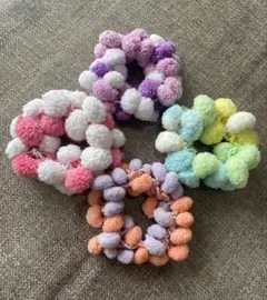 カラフル もこもこ シュシュ ヘアゴム まとめ売り