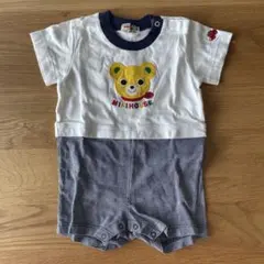 Miki House クマ刺繍　プッチーくん　半袖ロンパース　車　マリン