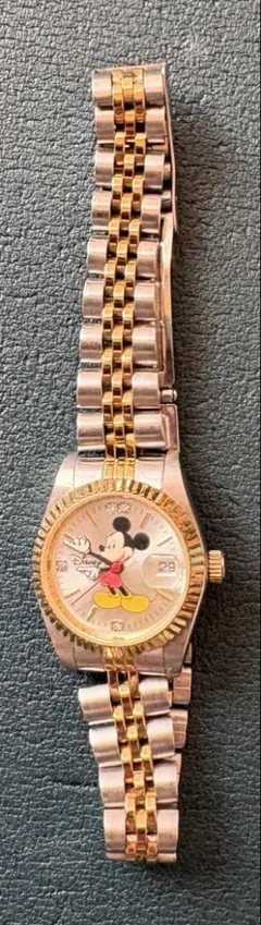 ミッキーマウス 手巻き時計 ステンレスゴールド