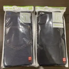 【新品】ユニクロ レギンス 7分 120 ブラック ブルー 2枚