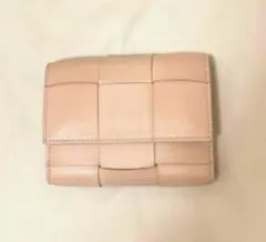 ボッテガヴェネタ 三つ折り財布 カセット ピンクベージュ