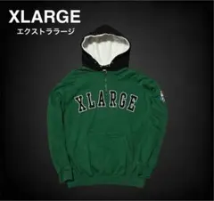 XLARGE エクストララージ 刺繍 ロゴ ハーフジップ スウェットパーカー S