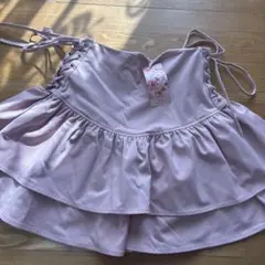 フリル付きレースアップミニスカート ピンク