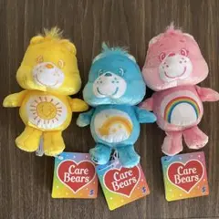 【3点まとめて】ケアベア　シャイニーベロアマスコット2 ピンク　イエロー　ブルー