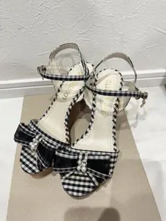 LODISPOT ギンガムリボンサンダル