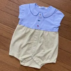 familiar 60 ロンパース 青・黄 チェック