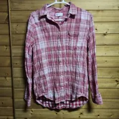GAP ボーイフレンドフィット チェックシャツ レッド S
