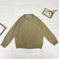 DRESKIP ライトアウター カーキ 薄手 ノーカラー L 透け感ありのサムネイル