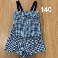 女の子用 ワンピース水着 ギンガムチェック 140cm