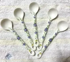 花柄　陶器製　コーヒースプーン 5本セット　ティースプーン