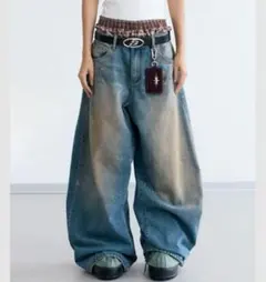 peoplestyle インディゴジーンズ ワイドパンツ baggy Peoplestyle インディゴジーンズ ワイドパンツ baggy acne