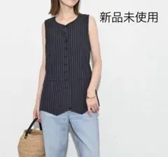 美品 スローブイエナ フレンチリネンコットン ベスト ブラック 24ss