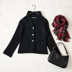 フレームワーク アルパカ60% ニットカーディガン シェルボタン 黒　M相当