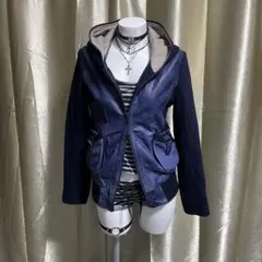 レザー切り替えジャケット ウール grunge archive フード付き