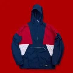 90s L.L.Bean エルエルビーン ナイロンアノラックパーカー ネイビー赤