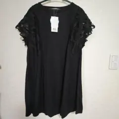 新品 袖レース チュニック ブラック Mサイズのサムネイル