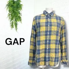 3328【GAP】長袖シャツ ネルシャツ チェック柄 コットン素材 ネイビー
