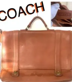 COACH ブラウン レザー ショルダーバッグ　ターンロック