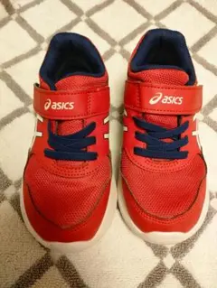 アシックス　レーザービーム　キッズ スニーカー／ネイビー　/ レッド　18センチ