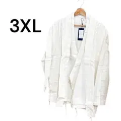 ⭐︎ メンズ カーディガン　綿　麻　和式パーカー長袖　3XL ホワイト