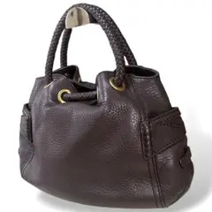 Cole Haan コールハーン レザー ハンドバッグ シボ革 ダークブラウンのサムネイル
