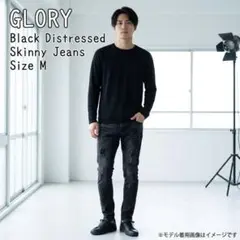 【GLORY】ダメージ加工 デニムパンツ ブラック クラッシュ Mサイズのサムネイル