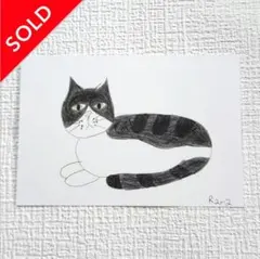 【子供の絵】No.34　ハチワレ猫　直野まゆみ様 専用　原画　イラスト　手書き