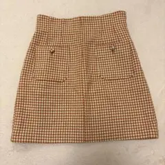 オレンジ 千鳥柄 タイトスカート