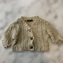 ベージュ ケーブルニット カーディガン80