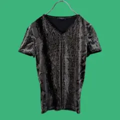 シネカノン パイソン柄 Vネック 半袖Tシャツ ベロア フランス製のサムネイル