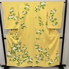 付下げ 枝振の草花染め バチ衿 正絹 i-3869