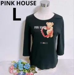 PINK HOUSE ロンT カットソー　ベア　長袖　黒　くま　レディース　Lのサムネイル