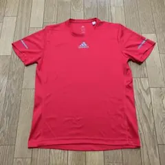 【美品】adidas アディダス　ランニングウェア　半袖　シャツ　レッド　赤　Mのサムネイル